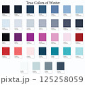 Colour Swatches 32 True Colors of Winter - 3d Light Soft, Muted, Pastel Tones - with HEX Codes and Names, Color Palette, Scheme, Chart and Combinations 125258059