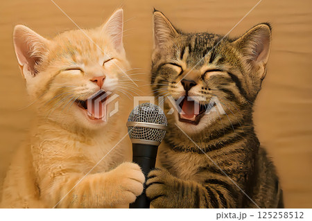 デュエットを楽しむ子猫たち デュエットを楽しむ子猫たち 125258512