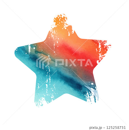 Grunge colored dirty star icons. Distress stars. hand drawn. Not AI, Vector 125258731