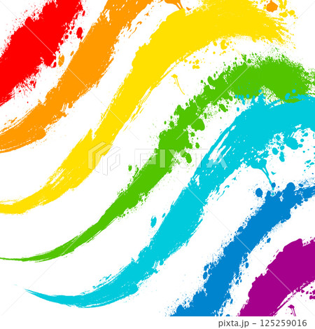 Rainbow paint strokes background. hand drawn. Not AI, Vector illustration. 125259016
