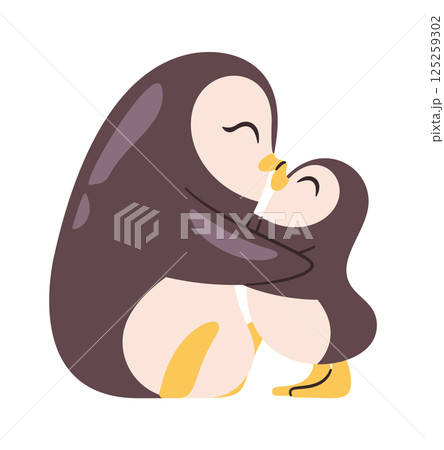 Penguin family kissing hand drawn Penguin family kissing hand drawn 125259302