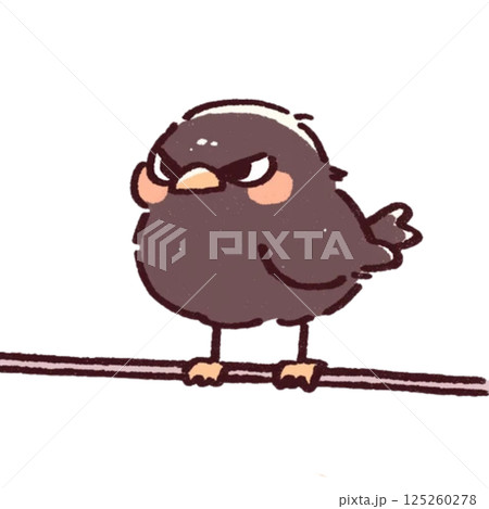 電線に止まっているカラスのイラスト、アイコン、素材なし、背景なし 電線に止まっているカラスのイラスト、アイコン、素材なし、背景なし 125260278