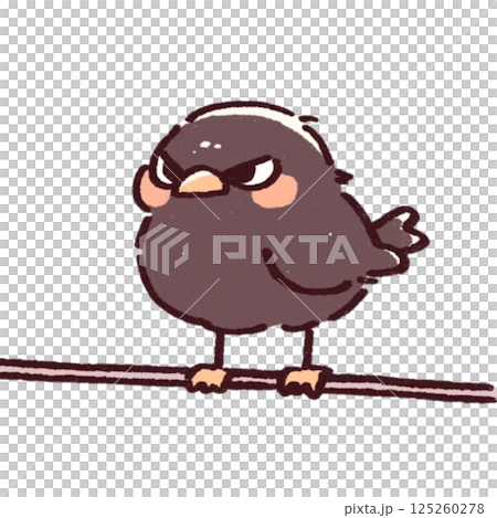 電線に止まっているカラスのイラスト、アイコン、素材なし、背景なし 電線に止まっているカラスのイラスト、アイコン、素材なし、背景なし 125260278