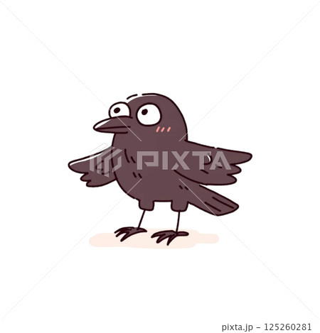デフォルメタッチ、カラスのイラスト、アイコン、素材、背景なし、 125260281