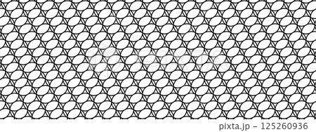 Wire or lace pattern. Black mesh texture isolated on white background. Metallic or fabric fence, fishing net, cage or lattice structure. Abstract minimalistic print. Vector graphic Illustration 125260936