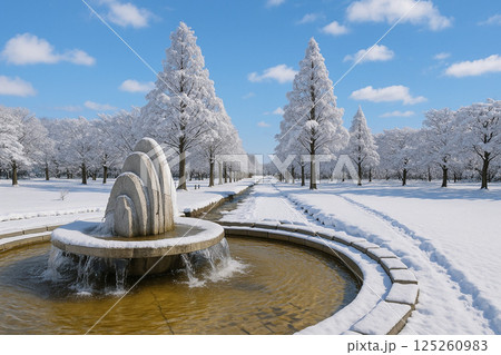 舎人公園の雪景色 125260983