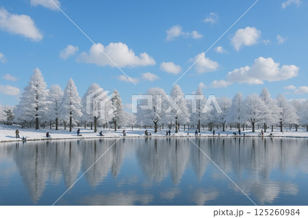 舎人公園の雪景色 125260984