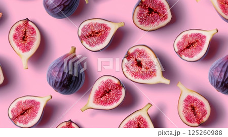 Figs fruit slice purple pattern with solid background fresh summer healthy snack 125260988