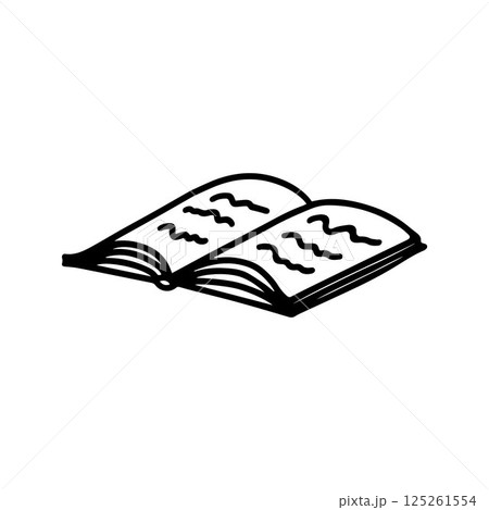 Vector book, note book isolated on white background. Back to school icon for education, seasonal design, textile, decoration kids playroom, school. Hand drawn prints and doodle. Adult coloring page. 125261554