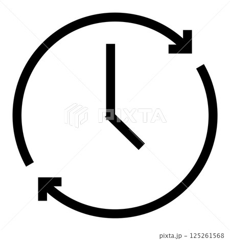 Clock cycle icon in line style with arrows, clock hand. Clock cycle icon for time tracking at work. Use pixel perfect line cycle icon on web site design, presentation, app, UI. Cycle line art logotype Clock cycle icon in line style with arrows, clock hand. Clock cycle icon for time tracking at work. Use pixel perfect line cycle icon on web site design, presentation, app, UI. Cycle line art logotype 125261568