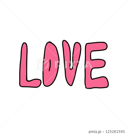 LOVE written in pink, playful letters. Doodle style design for Valentines Day, love and dating. Hand drawn, cute illustration to express love in fun and creative way. Concept of confessing feelings. LOVE written in pink, playful letters. Doodle style design for Valentines Day, love and dating. Hand drawn, cute illustration to express love in fun and creative way. Concept of confessing feelings. 125261593