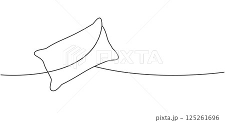 Rectangle plump pillow one line continuous drawing. Fluffy pillow for sleeping. Vector illustration. 125261696