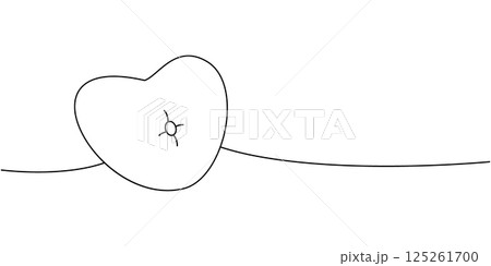 Heart shape pillow one line continuous drawing. Orthopedic pillow. Vector illustration. 125261700