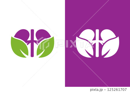 Kidneys and leaf logo combination. Urology logotype design template. 125261707