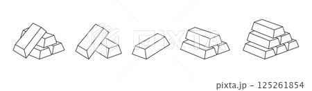 Outline gold bars set. Finance, investment, business concept. Vector illustration. Outline gold bars set. Finance, investment, business concept. Vector illustration. 125261854