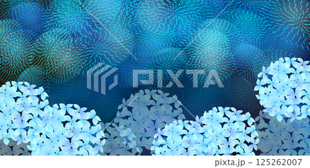 花火　暑中見舞い　和柄　背景 125262007