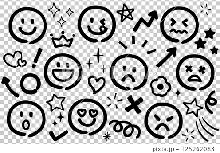 Doodle style simple facial expression vector illustration set 125262083