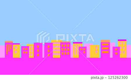 街並み　ピンク　オレンジ色　イエロー　空 125262300