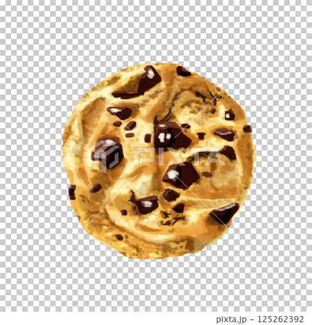 水彩で描いたチョコチップクッキー 125262392