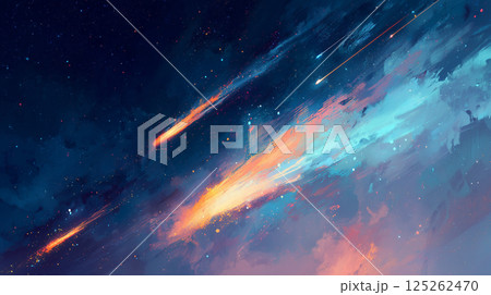 夜空を彩る彗星の軌跡 - 宇宙の幻想的なダンス 125262470