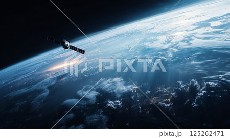 地球を見下ろす通信衛星 - グローバルネットワーク 125262471