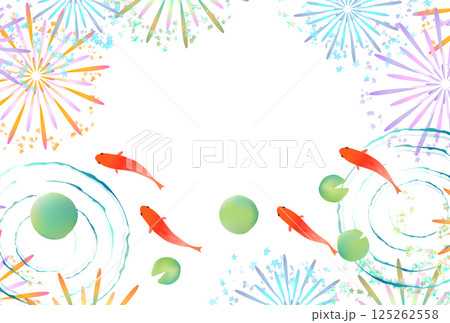 金魚　夏　水彩　和柄　背景 125262558