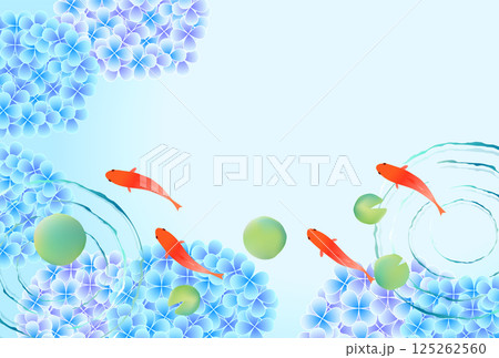 金魚 夏 水彩 和柄 背景 金魚 夏 水彩 和柄 背景 125262560