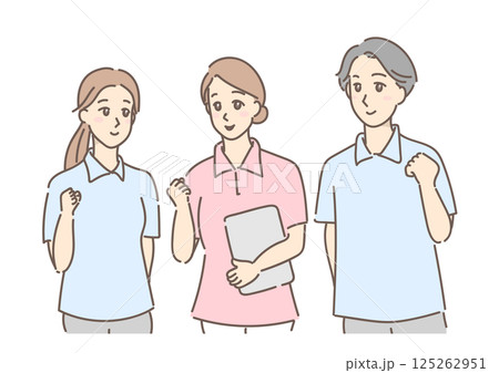 優しい色合いで描いた、医療スタッフの若い男女 優しい色合いで描いた、医療スタッフの若い男女 125262951