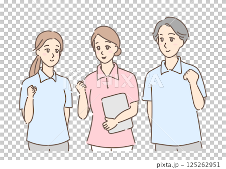 優しい色合いで描いた、医療スタッフの若い男女 優しい色合いで描いた、医療スタッフの若い男女 125262951