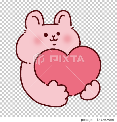 ハートを持ったかわいいウサギ 125262966
