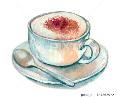 水彩で描いたカプチーノ 125262972