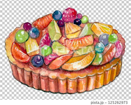 Watercolor fruit tart 125262973