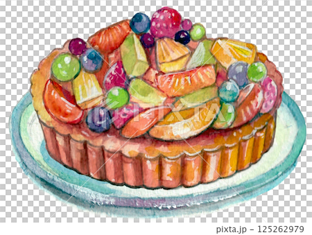 水彩で描いたベリータルト 水彩で描いたベリータルト 125262979