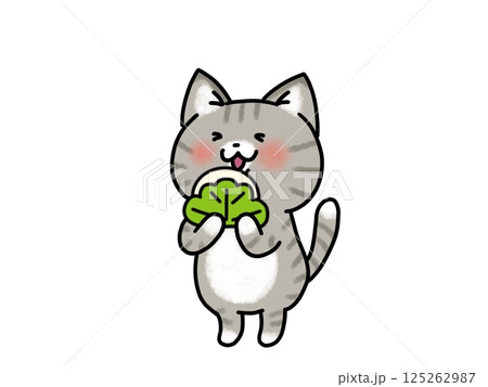 柏餅を食べるネコちゃんのイラスト 125262987