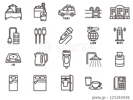 ホテルアメニティアイコン04　Hotel Amenities icons 125263036