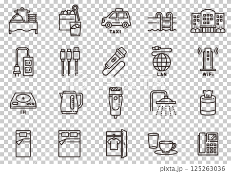 ホテルアメニティアイコン04　Hotel Amenities icons 125263036