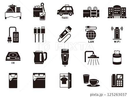 ホテルアメニティアイコン05　Hotel Amenities icons 125263037