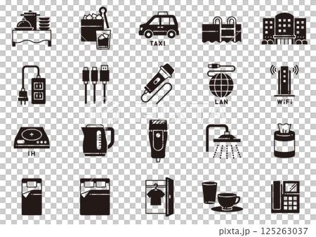 ホテルアメニティアイコン05　Hotel Amenities icons 125263037