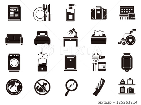 ホテルアメニティアイコン08　Hotel Amenities icons 125263214