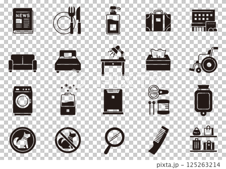 ホテルアメニティアイコン08　Hotel Amenities icons 125263214