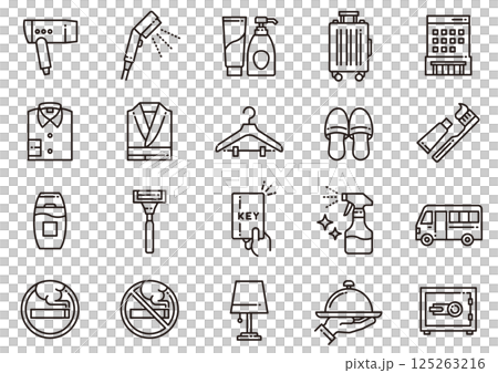 Hotel Amenities Icons 10 125263216