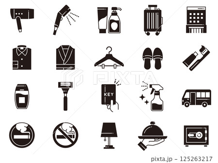 ホテルアメニティアイコン11　Hotel Amenities icons 125263217