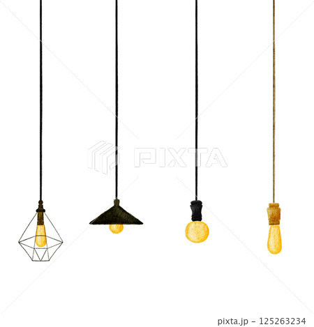 シンプル　照明　ペンダントライト　水彩画　イラスト 125263234