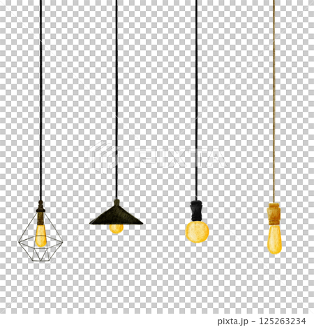 簡約照明吊燈水彩插畫 125263234