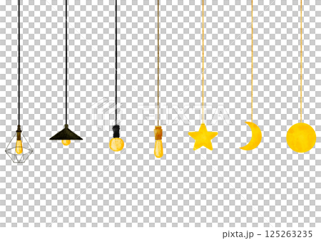 簡約照明吊燈水彩插畫 125263235