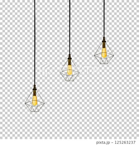 Simple lighting pendant light watercolor illustration 125263237