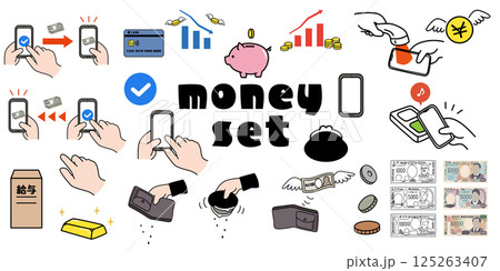 お金のベクターイラストセット お金のベクターイラストセット 125263407
