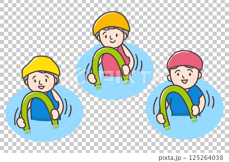 プールで浮具を使ってエクササイズをする女性3人のイラスト プールで浮具を使ってエクササイズをする女性3人のイラスト 125264038