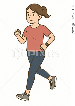 美容のためにランニングする30代女性のイラスト 125264169