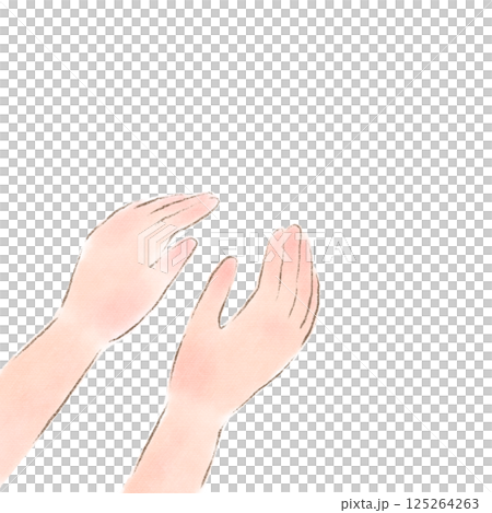 Watercolor illustration of two hands gently embracing each other 125264263